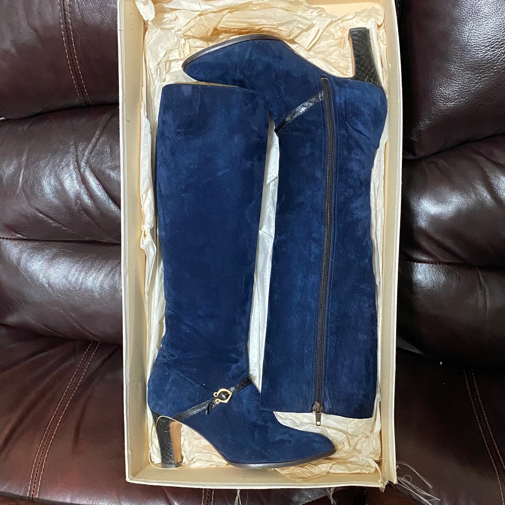 Vintage Blue Suede Boots